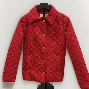 Michael Kors Women Bottom Front Quilted Red Snap Jacket L Pockets Size Small
